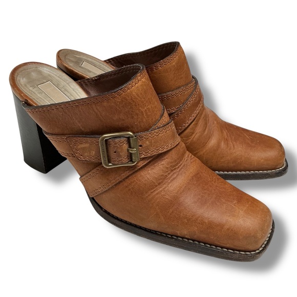 Michael Kors Tan Leather Clogs Mules Heels - Picture 1 of 8